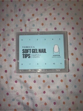 TOMICCA Soft Gel Nail Tips Coffin 504PCS 12 Sizes Clear Full Cover New